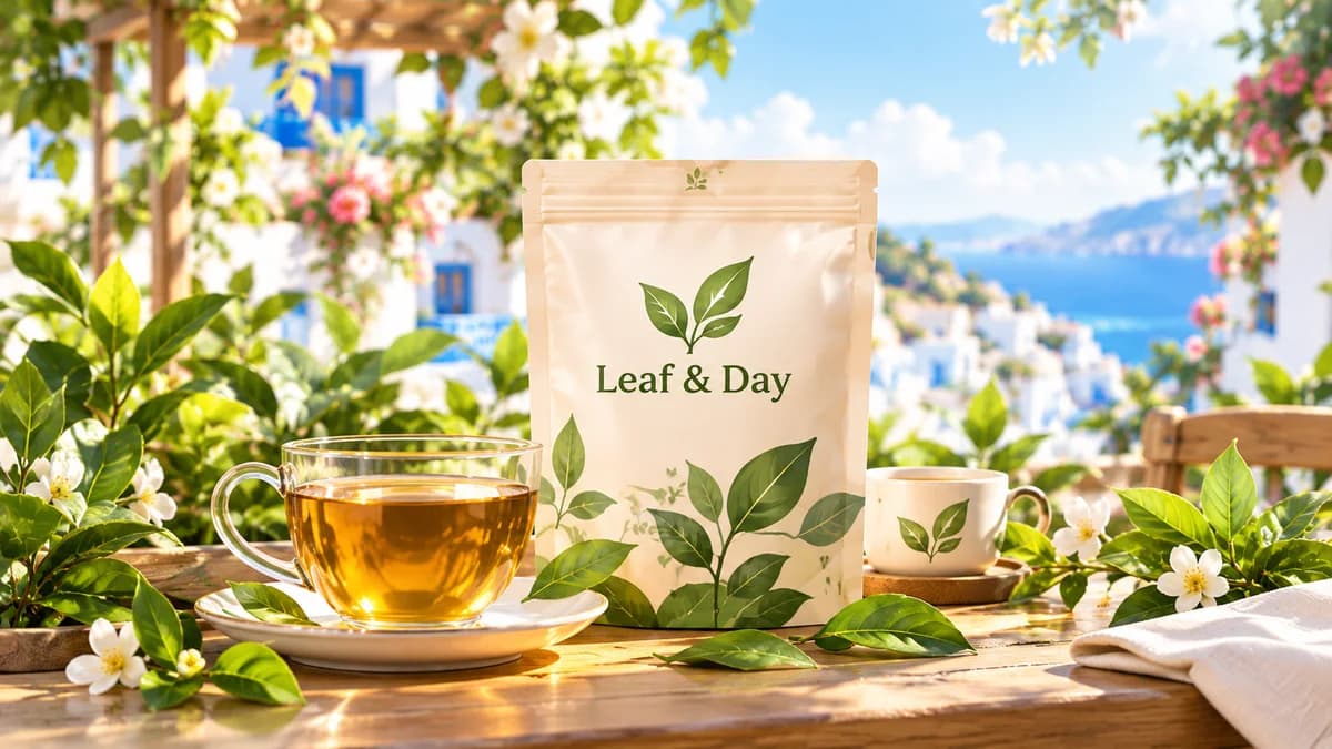 ภาพโฆษณาตัวอย่างของแบรนด์สมมติ Leaf & Day